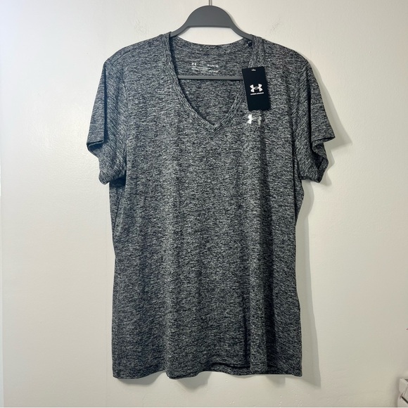 Under Armour Tops - Under Armour Women’s HeatGear Heathered V-Neck Short Sleeve T-Shirt Size XL NWT